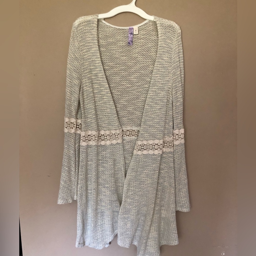 Alya lace inset long cardigan